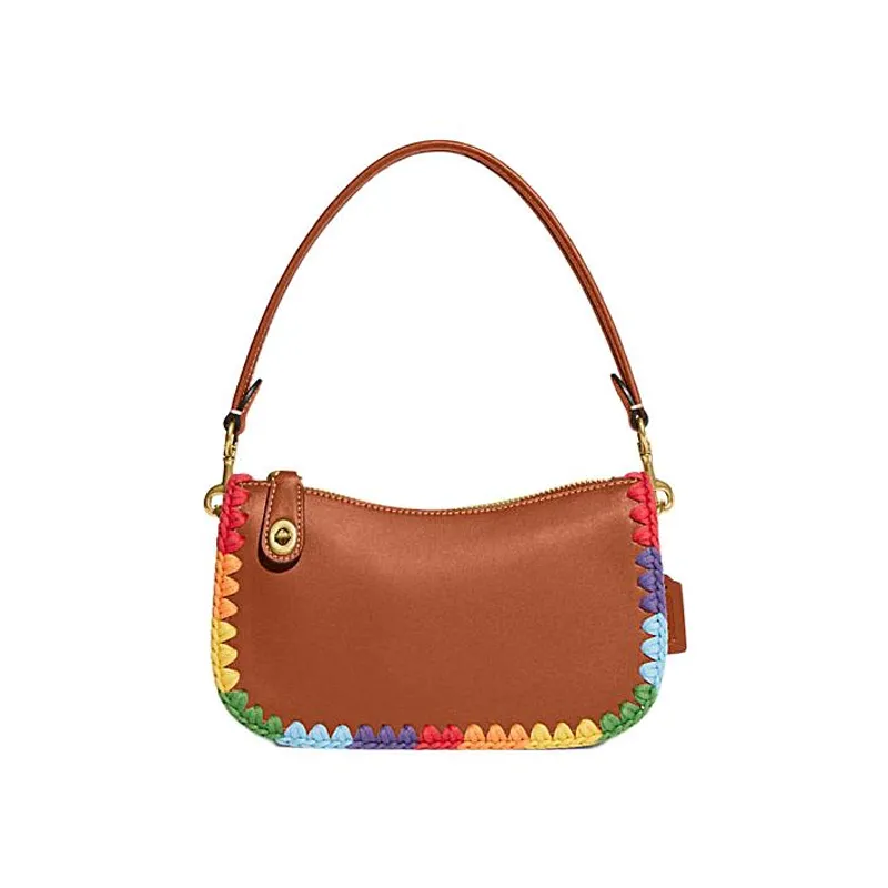 COACH Swinger Cow Leather Shoulder Bag Small Women's Brown
