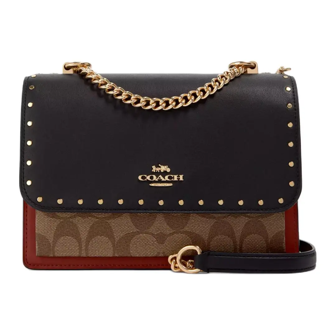 COACH Klare Leather Trunk Bag Crossbody Bag Small Women's Black & Brown