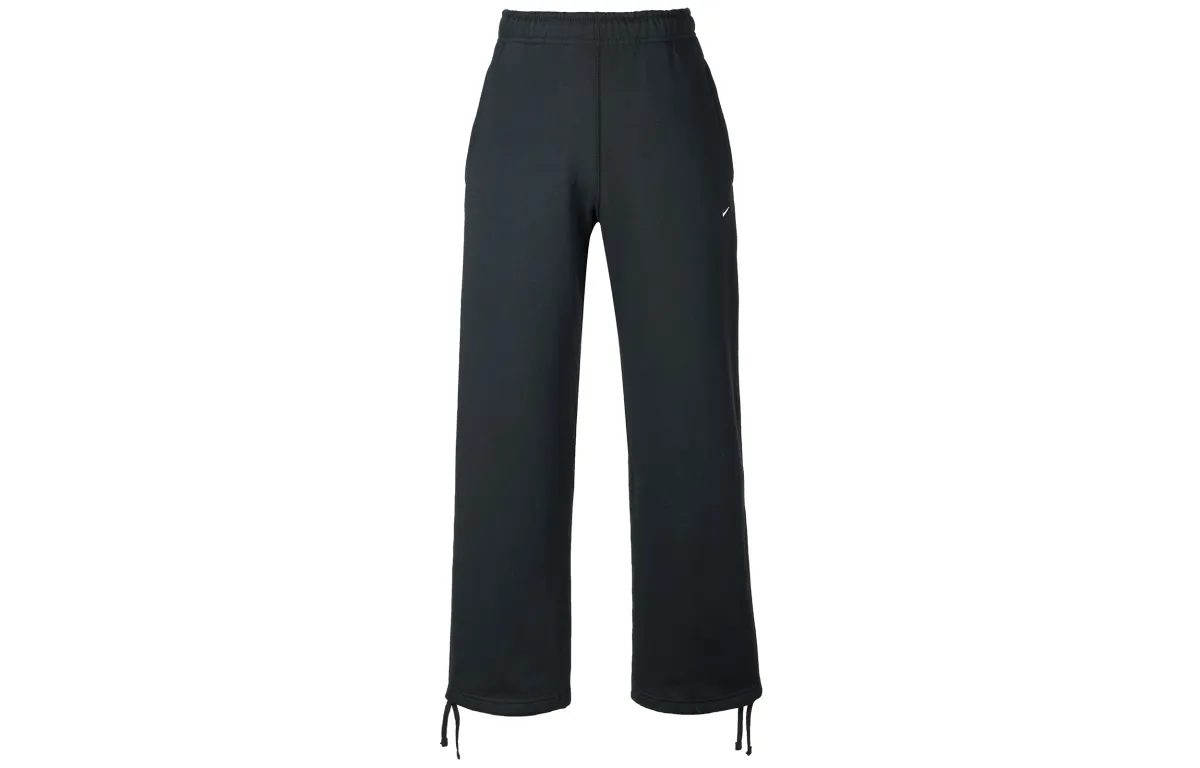 Nike Solo Swoosh Minimalist Style Comfortable And Stylish Classic Fleece Lined Pants Knitted Sweatpants Men's Black