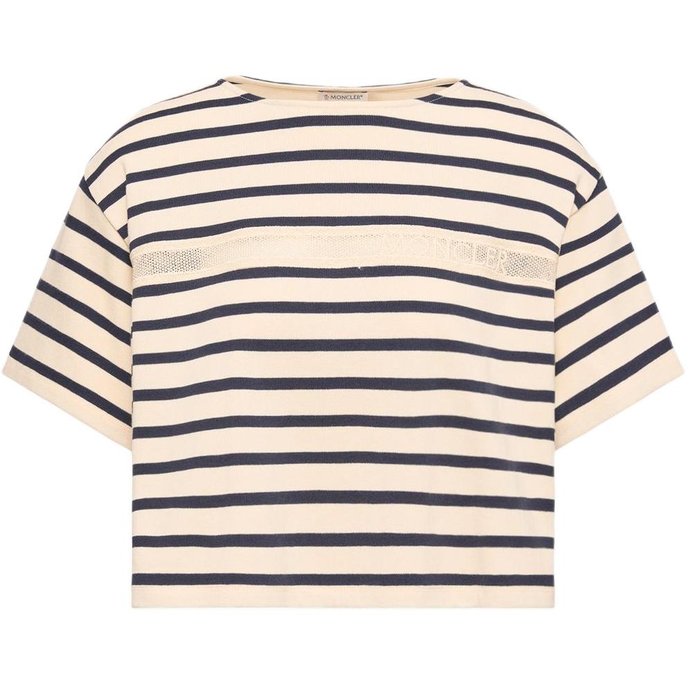 Женская футболка Moncler Macramé-Trimmed (полосатая)