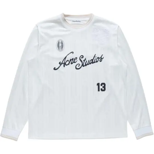 Acne Studios SS26 модная мужская футбольная футболка с круглым вырезом и длинными рукавами с принтом