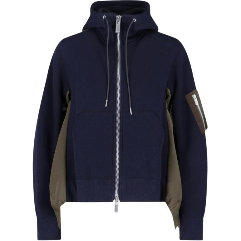 Женская куртка Sacai Sacai Contrast Panel Zip Hoodie (бежево-коричневая)