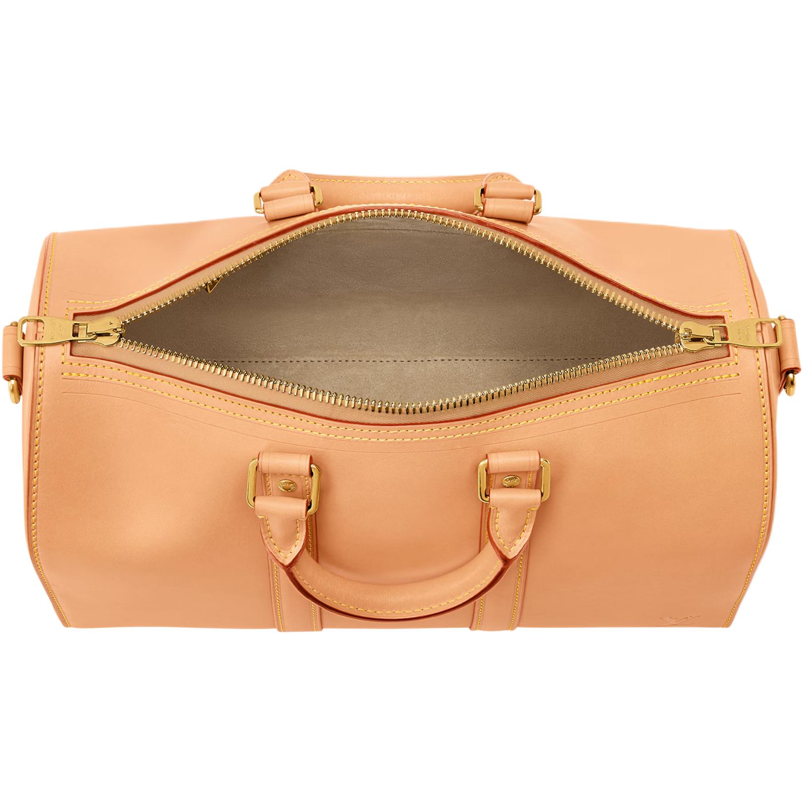 Мужская сумка Louis Vuitton Keepall Bandouliere 35 (бежевая) — фото 4
