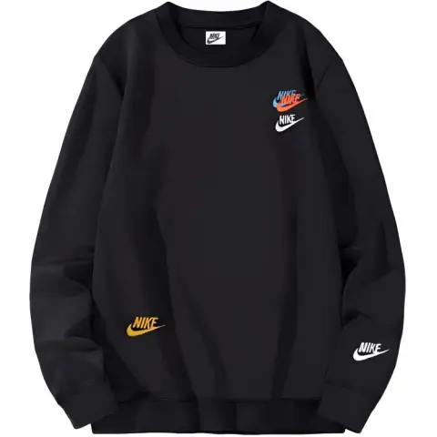 Nike Embroidered Round Neck Pullover Sweaters Autumn Black