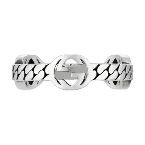 GUCCI Interlocking 925 Sterling Silver Rings Unisex Silver