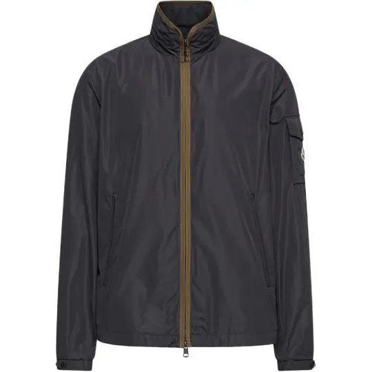 Moncler Moncler SS26 куртка с накладным карманом и высоким воротником, съемный капюшон с боковой молнией, повседневная походная куртка с длинными рукавами, мужской стиль