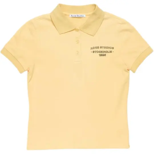 Повседневная женская рубашка-поло с короткими рукавами Acne Studios SS26 с тисненым логотипом