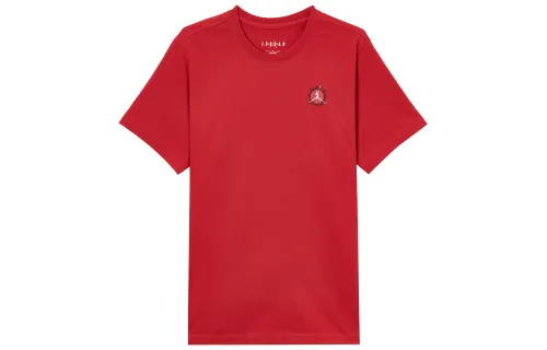 Jordan BRAND T Shirts Men's Red Crew Neck Moderate Straight Fit