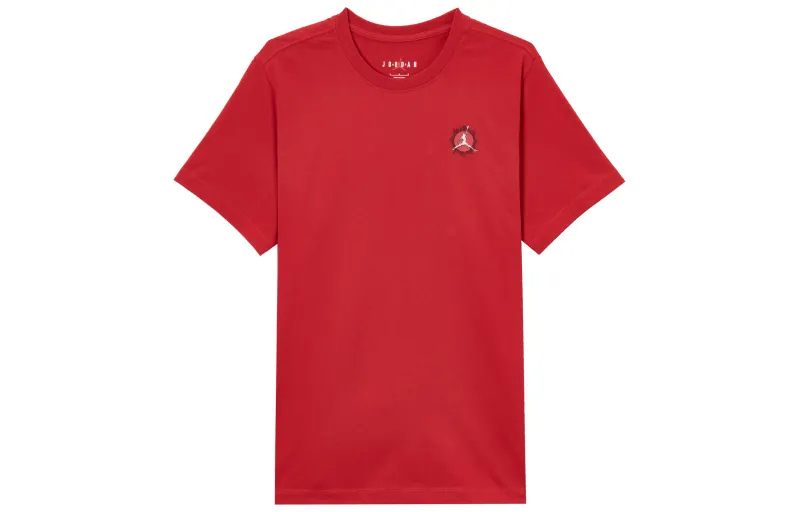 Jordan BRAND T Shirts Men's Red Crew Neck Moderate Straight Fit