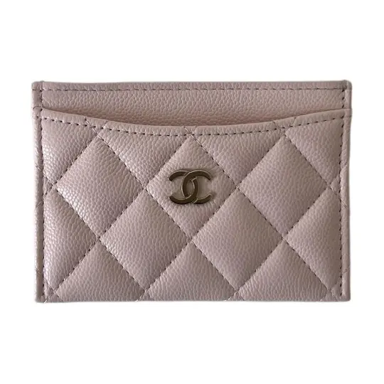 CHANEL Chanel 26C Gold Label Двойной логотип C с ромбовидным логотипом, стеганая визитница из телячьей кожи, женская, цвет вишни, розовый