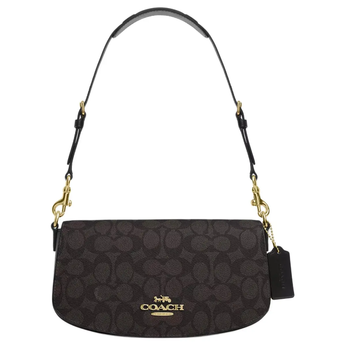 COACH Andrea PVC With Leather Handbag, Shoulder Bag Medium Women's Walnut & Black