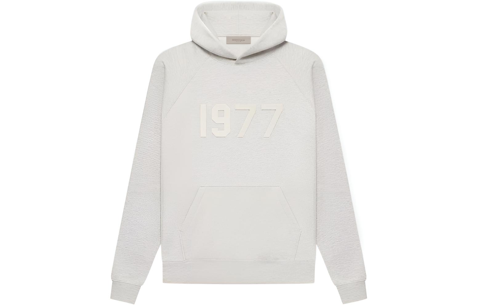 Fear of God Essentials 1977 Series SS22 Hoodie Light Oatmeal Digital flocking hooded plus velvet American pullover sweatshirt Men's light oatmeal