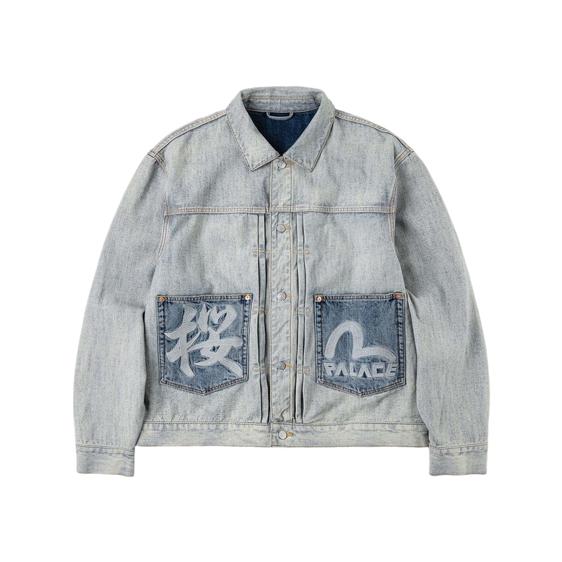 Мужская куртка Palace × EVISU (синяя)