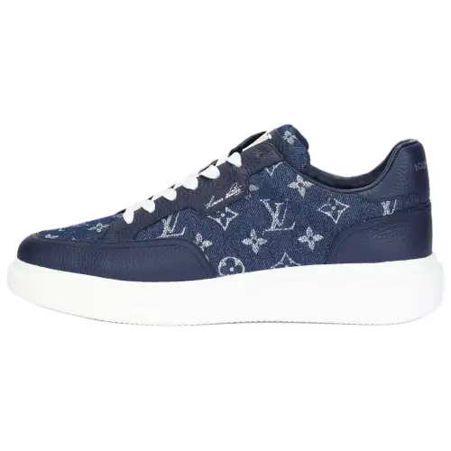 LOUIS VUITTON Beverly Hills Cow Leather Low top Skateboard Shoes Men's Blue