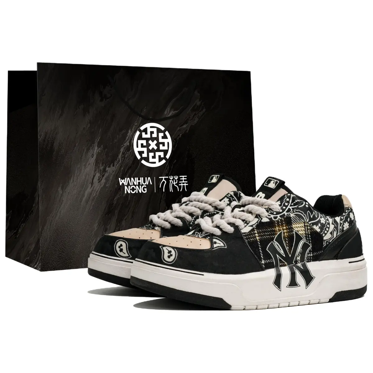 MLB Chunky Liner Slip Resistant Low top Skateboard Shoes Unisex Black