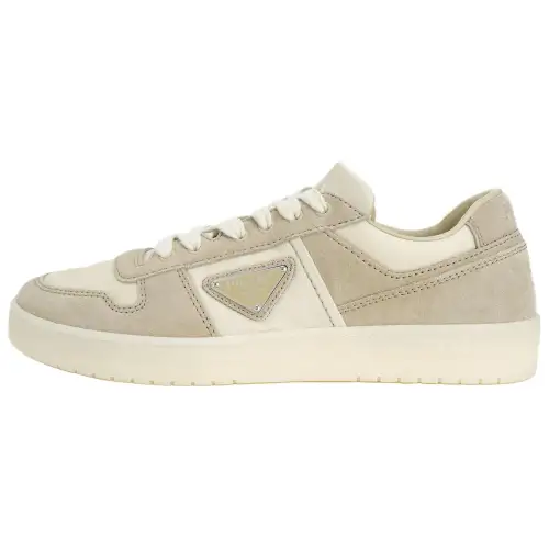 PRADA Downtown Leather Low top Skateboard Shoes Men's Beige