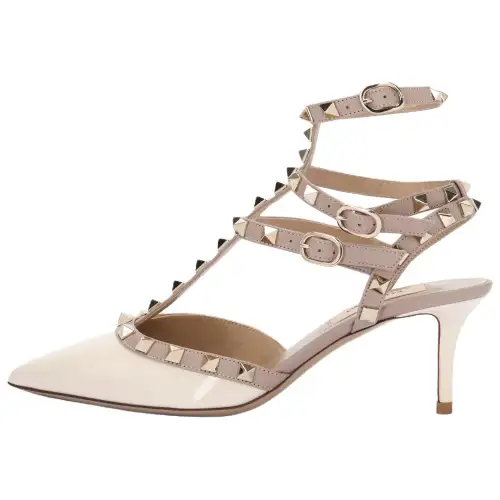 Valentino Rockstud Slim Heel High Heels 7cm Women's Ivory White