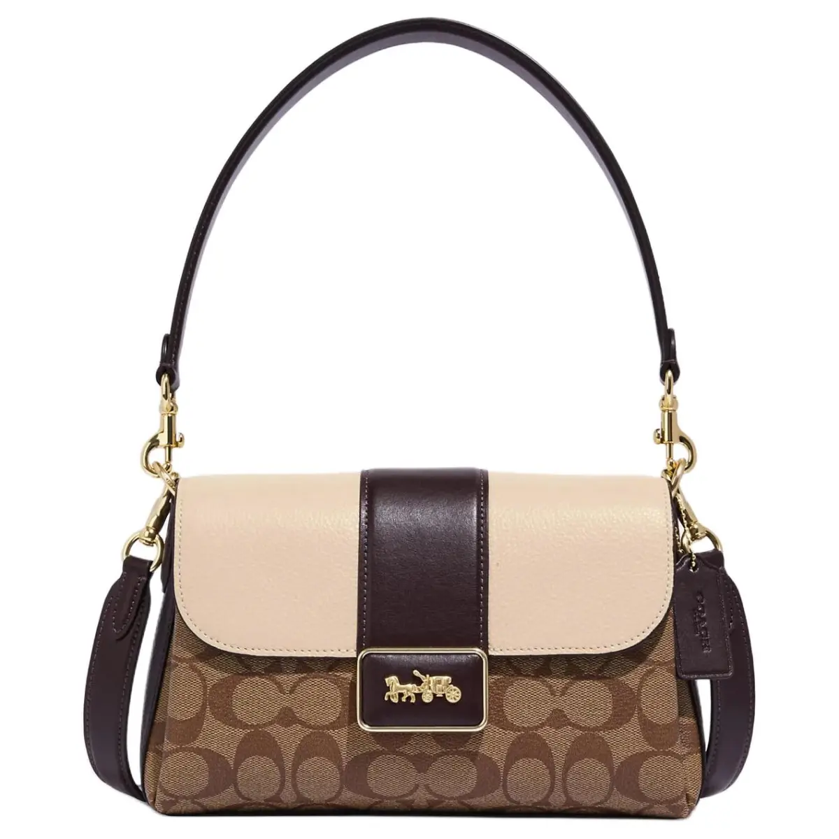 COACH Grace Artificial Leather Shoulder Bag Medium Women's Brown Multicolor