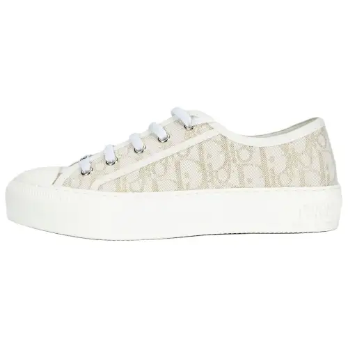 DIOR Walk'n'Dior Platform Shoes Low top Skateboard Shoes Women's White Gold
