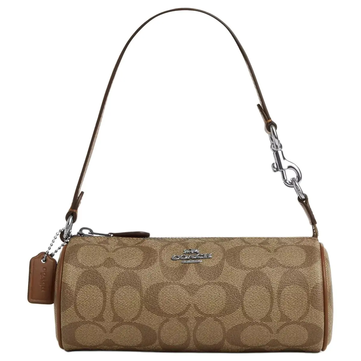 COACH Nolita Artificial Leather Cylinder Shoulder Bag Small Women's Khaki & Saddle Brown