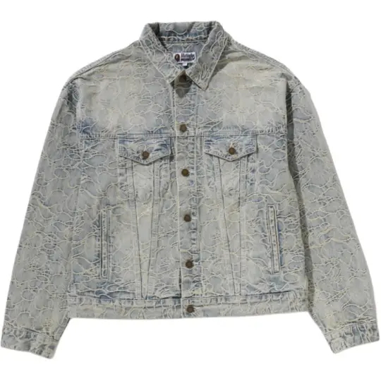 A BATHING APE SS26 камуфляжная жаккардовая свободная модная джинсовая куртка для мужчин