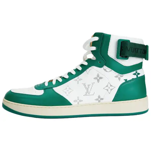 LOUIS VUITTON Cow Leather High top Skateboard Shoes Men's Green