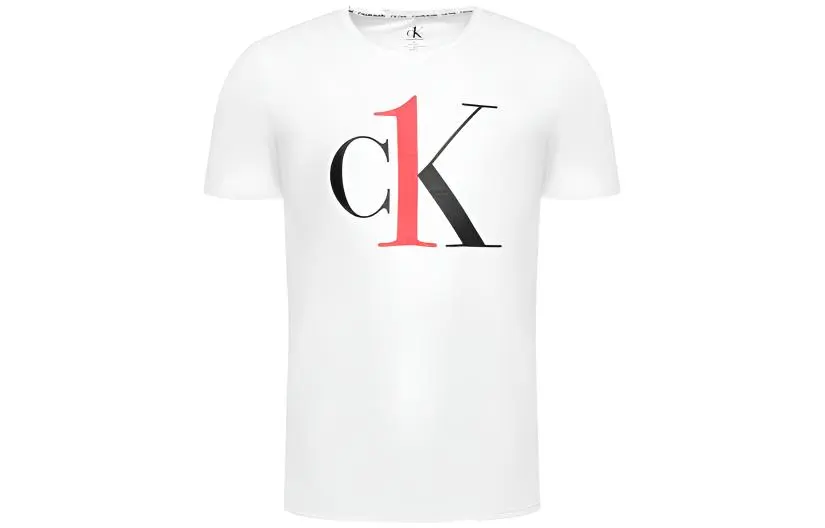 Calvin Klein T-Shirts Men's White Crew Neck Moderate Straight Fit