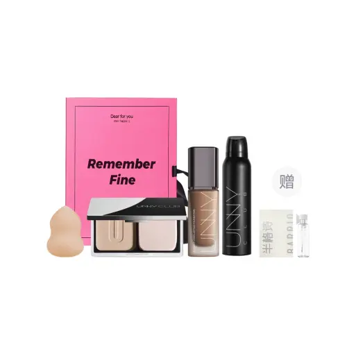 UNNY CLUB Fuchsia makeup primer, gift box, set, foundation, powder, makeup fixer, cosmetic sponge