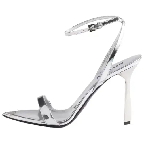PRADA Leather One Strap Sandals 10cm Women's Silver
