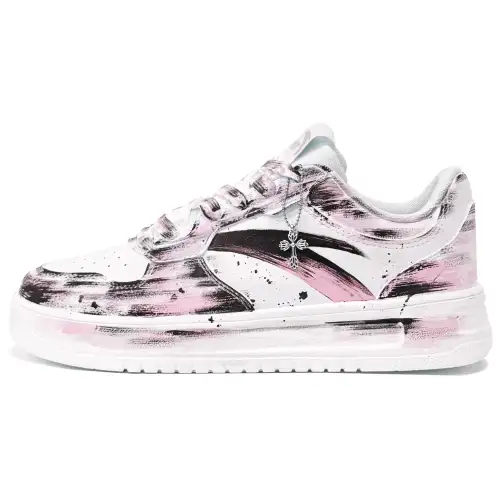 Anta Coverage Slip Resistant Abrasion Resistant Low top Skateboard Shoes Unisex White Black Pink