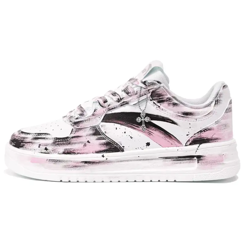 Anta Coverage Slip Resistant Abrasion Resistant Low top Skateboard Shoes Unisex White Black Pink