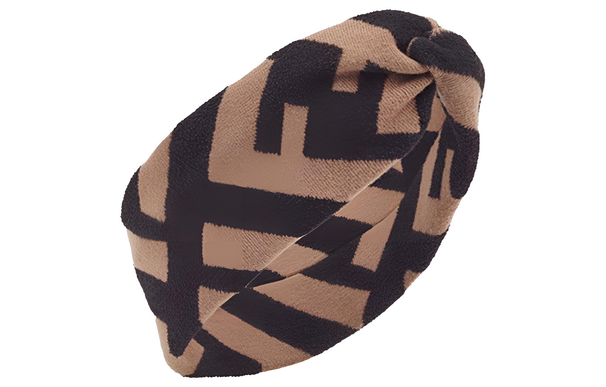 Женская повязка на голову Fendi FF Logo (коричневая)