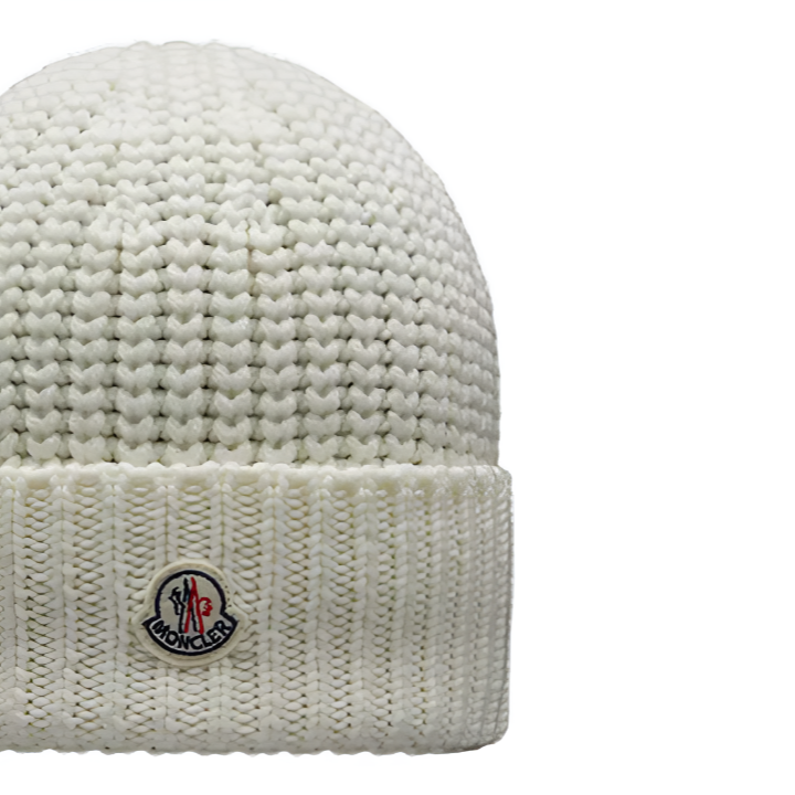 Мужская шапка Moncler (белая) — фото 2