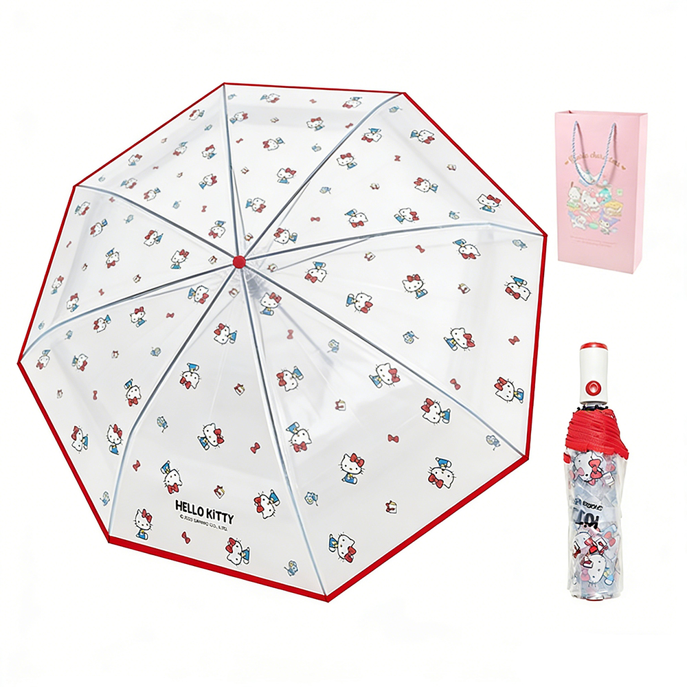 Sanrio, hello kitty, cartoon cute automatic high quality durable handheld umbrella solar-powered for students, sun protection, UV protection