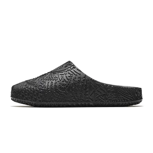 Anta Anta Totem HELA SLIDE Tribal Style All-over Print Kyrie Irving Comfortable, Fashionable and Simple Anti-odor and Anti-wear Toe Slippers Men's Black