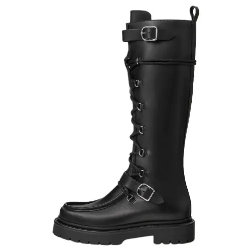 HERMES Landscape Knee high Boots 3.5cm Women's Black