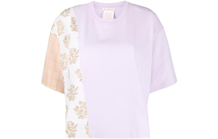Женская футболка Acne Studios с эффектом пэчворк (белая)