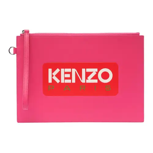 KENZO Cow Leather Clutch Large Unisex Dark Purple Red