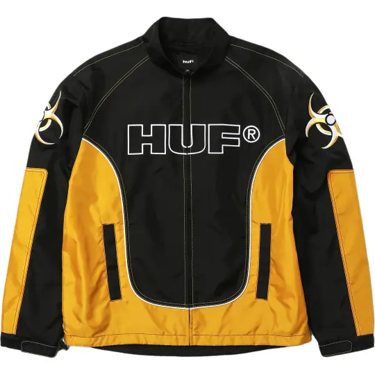 Универсальная куртка с длинными рукавами HUF SS26 в гоночном стиле с вышитым узором, одинакового стиля для мужчин и женщин