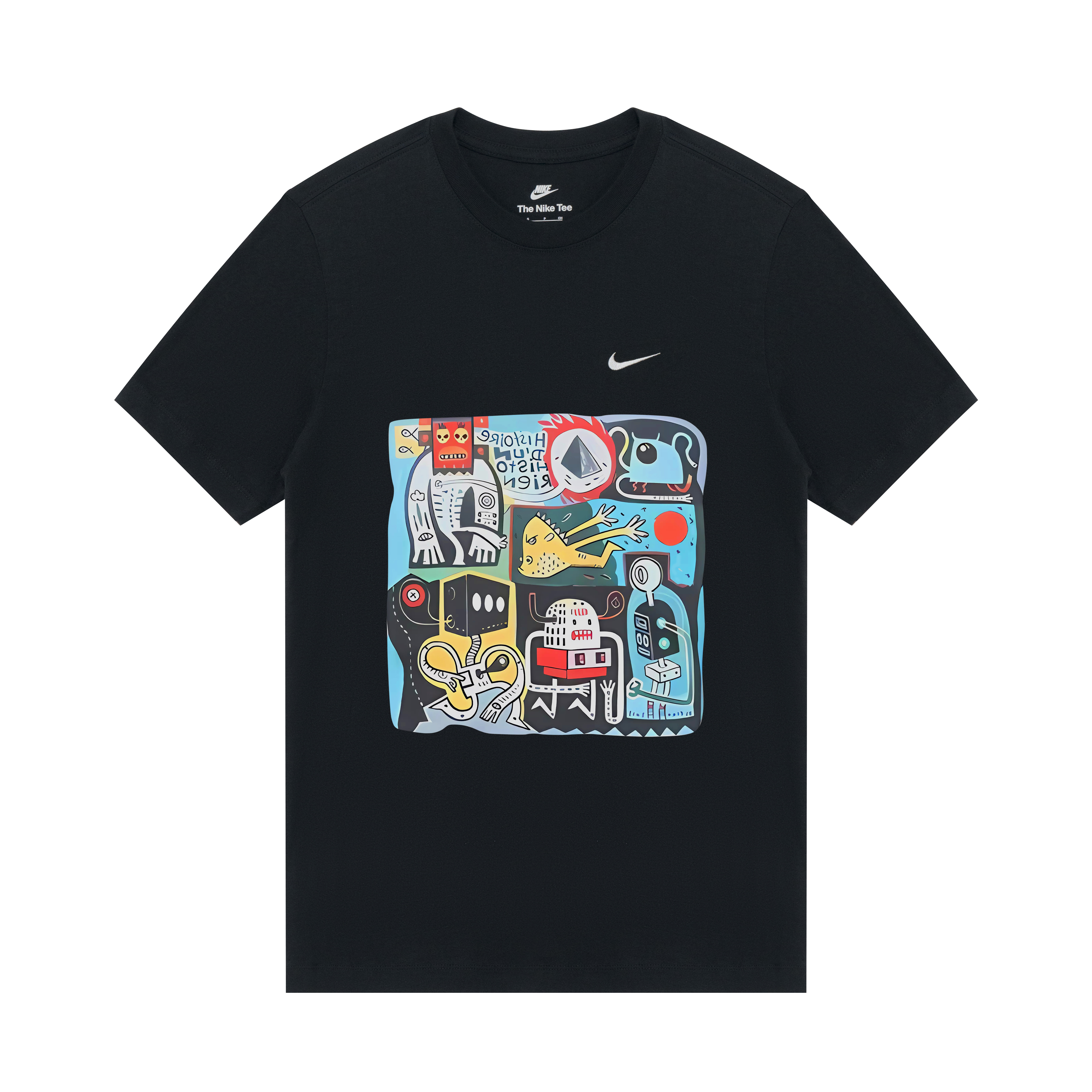 Nike, uniform, cartoon comfortable robot, breathable sports soft short sleeve T-shirt for leisure for men and women, custom-made, American style, loose fit