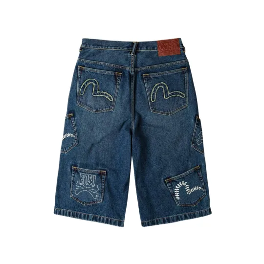 EVISU 2026 Весна и лето Мужские джинсовые шорты с несколькими карманами и черепом