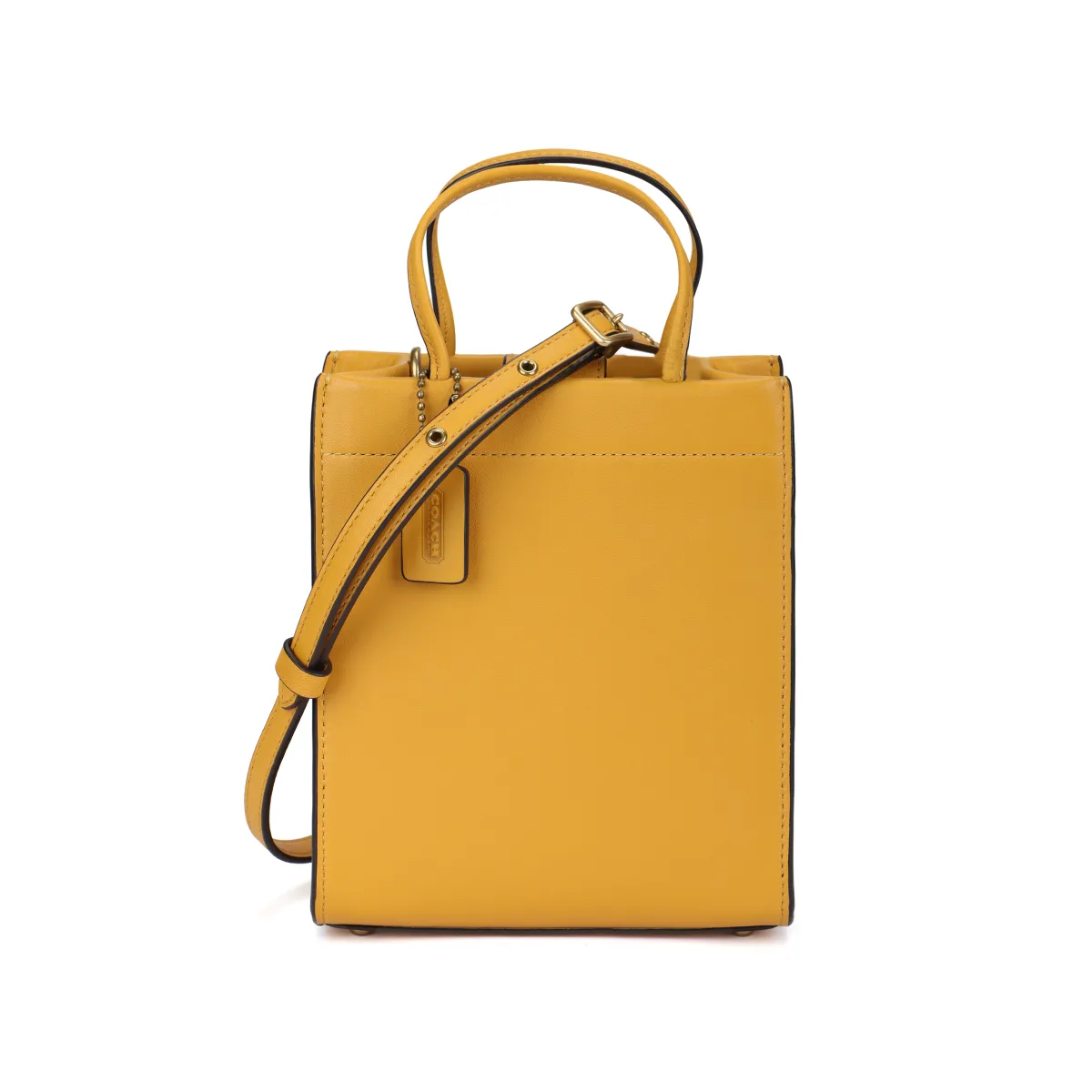 COACH Cashin Cow Leather Tote Bag, Shopping Bag, Shoulder Bag, Crossbody Bag, Handbag Mini Women's Mustard Yellow