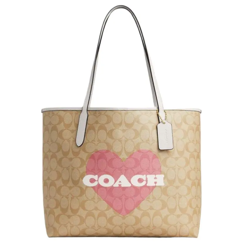 COACH City PVC With Skin Tote Bag, Shopping Bag, Shoulder Bag Large Women's Light Khaki