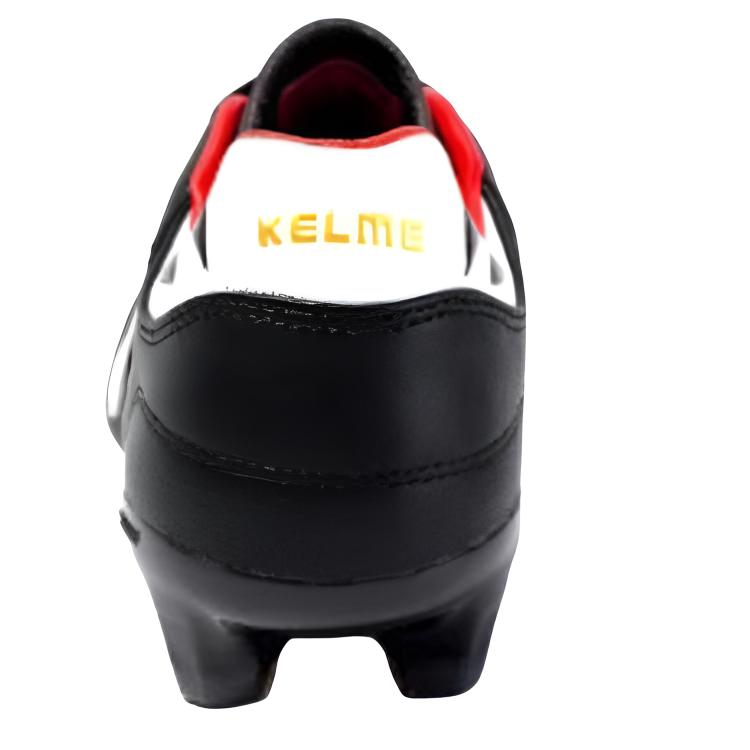 KELME FG Firm Ground Cow Leather, Synthetic Leather Soccer Shoes Men’s Black White
