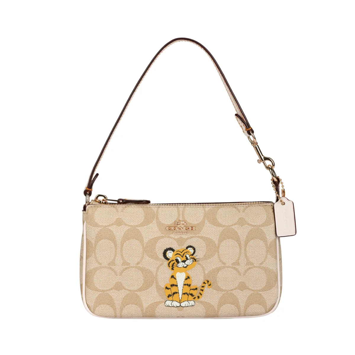 COACH Nolita 19 Coated Canvas With Pebbled Leather Clutch Small Women's Khaki White