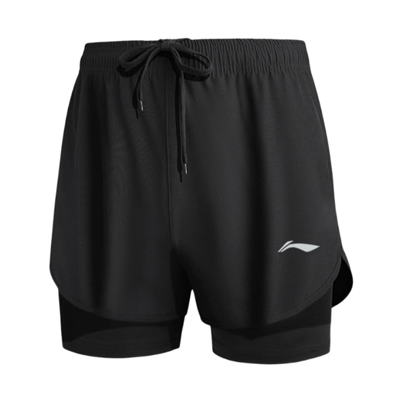 Li Ning, quick dry breathable sports black shorts, for running
