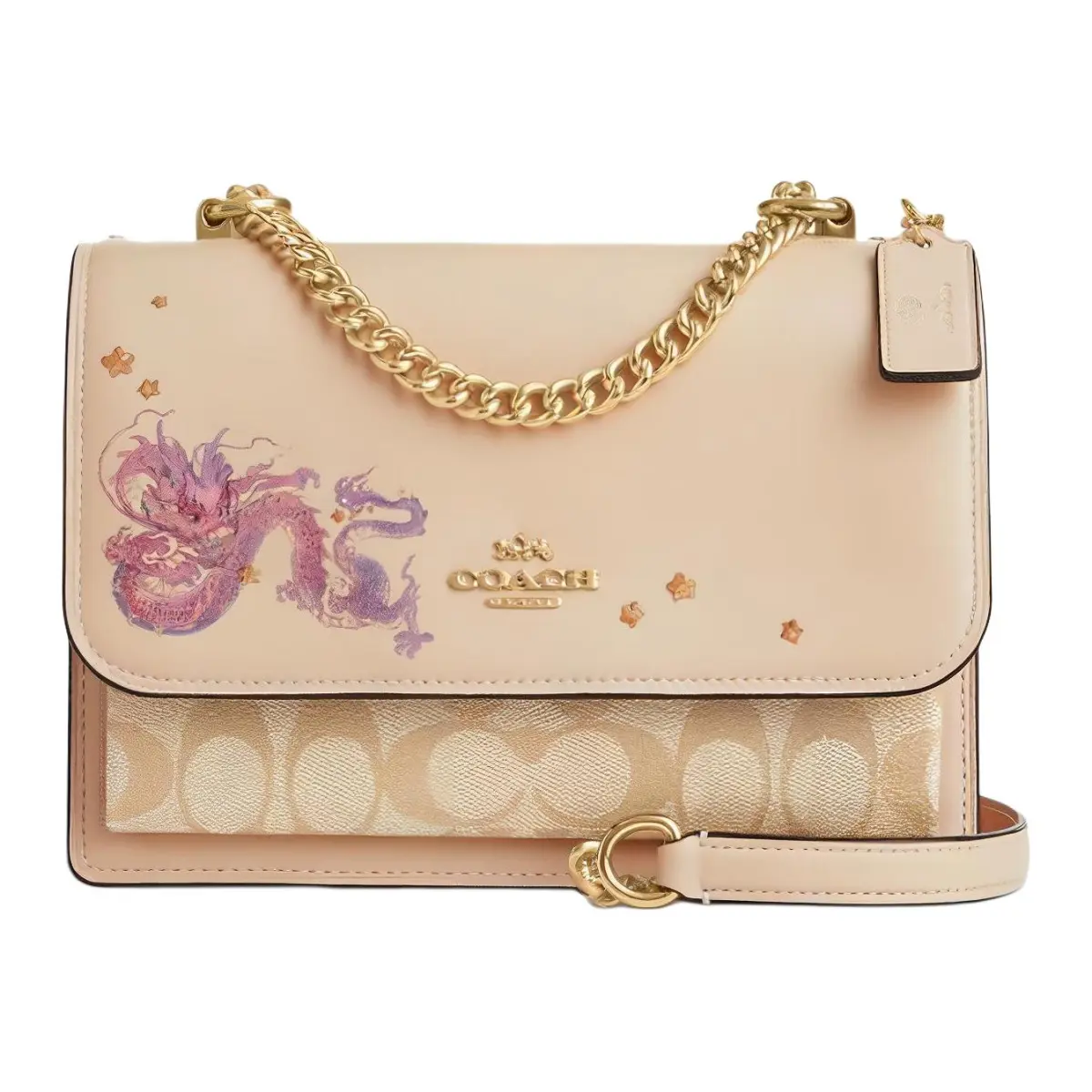 COACH Klare PVC With Cow Leather Shoulder Bag, Crossbody Bag Small Women's Khaki