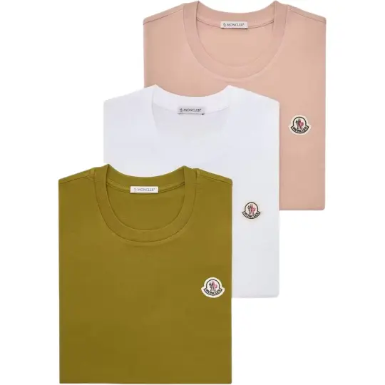Moncler Moncler SS26 Хлопковая футболка с логотипом и логотипом на груди, удобная и простая женская футболка с короткими рукавами из трех предметов