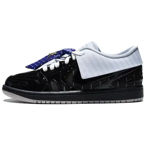 Jordan Air Jordan 1 Method of Make Removable Tie Collar Accessories Trendy, Comfortable and Versatile Sneakers Rebound Shock Absorption Low-top Retro Basketball Shoes Women's Black