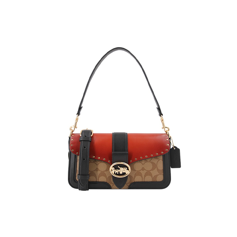 Женская сумка COACH Georgie 27 (коричнево-красная)